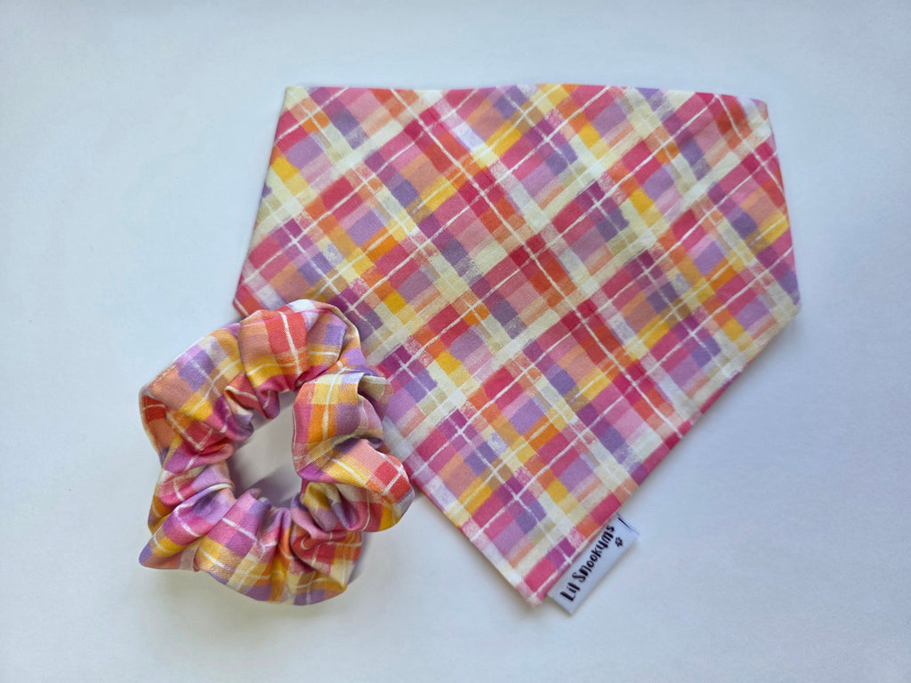 Pink Plaid Scrunchie