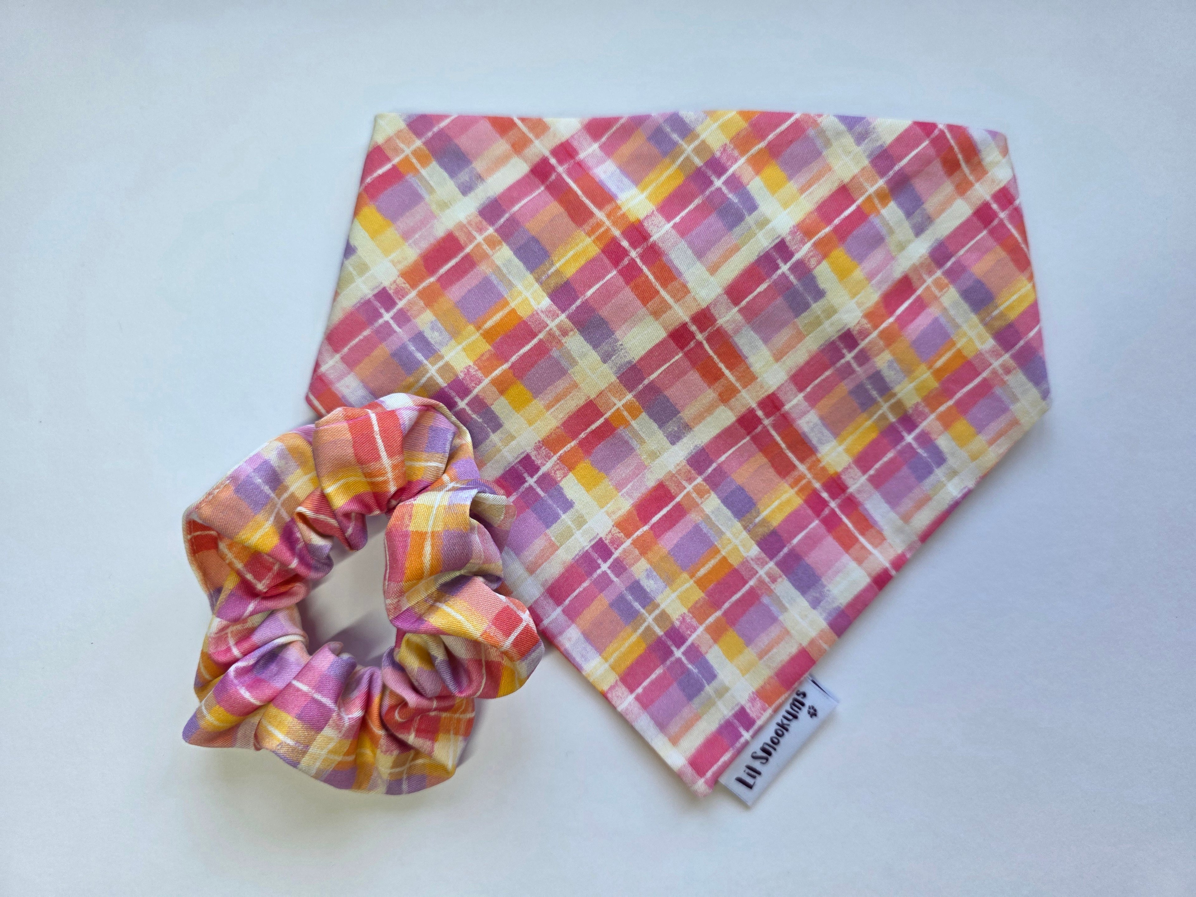 Pink Plaid Scrunchie