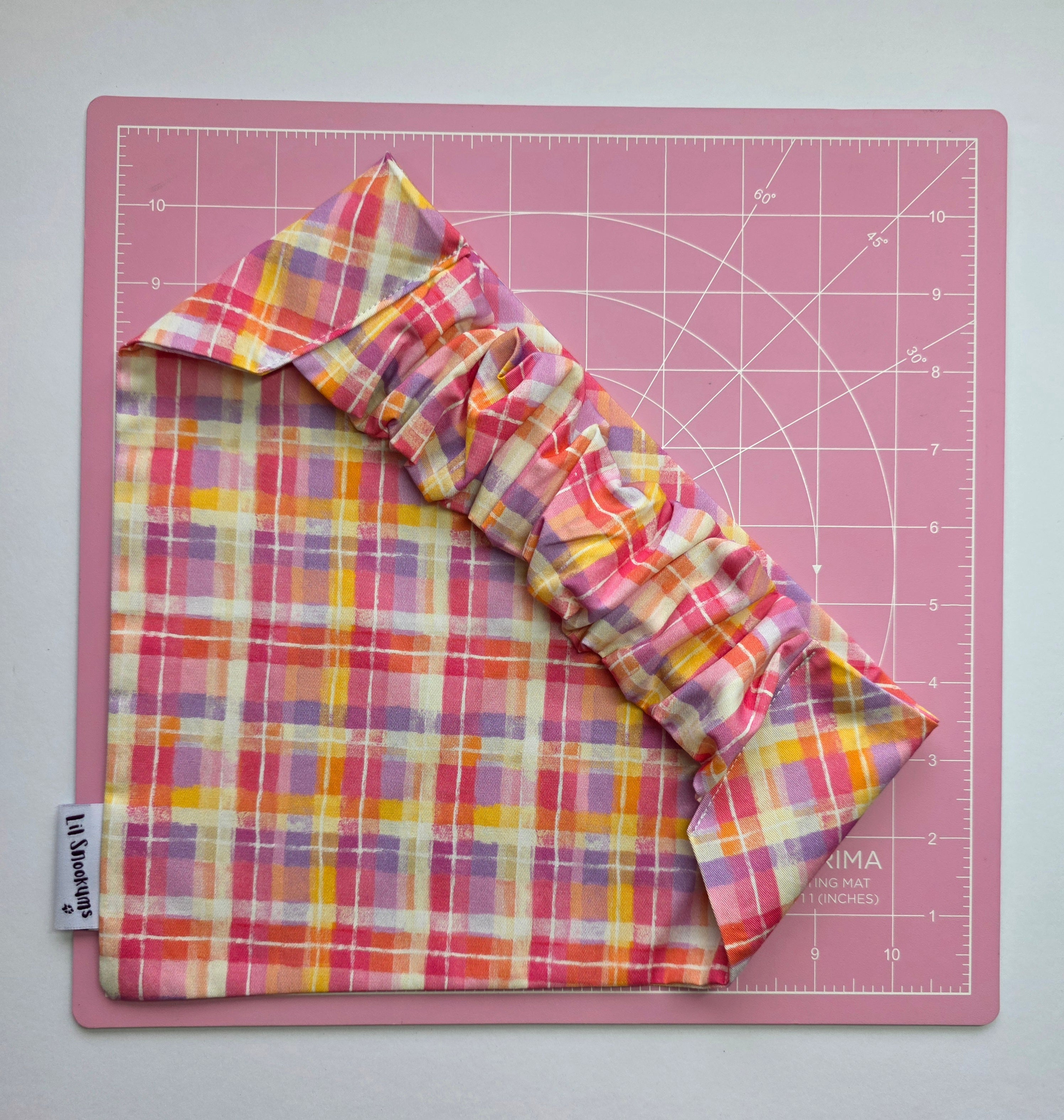 Pink Plaid Scrunchie Back Bandana