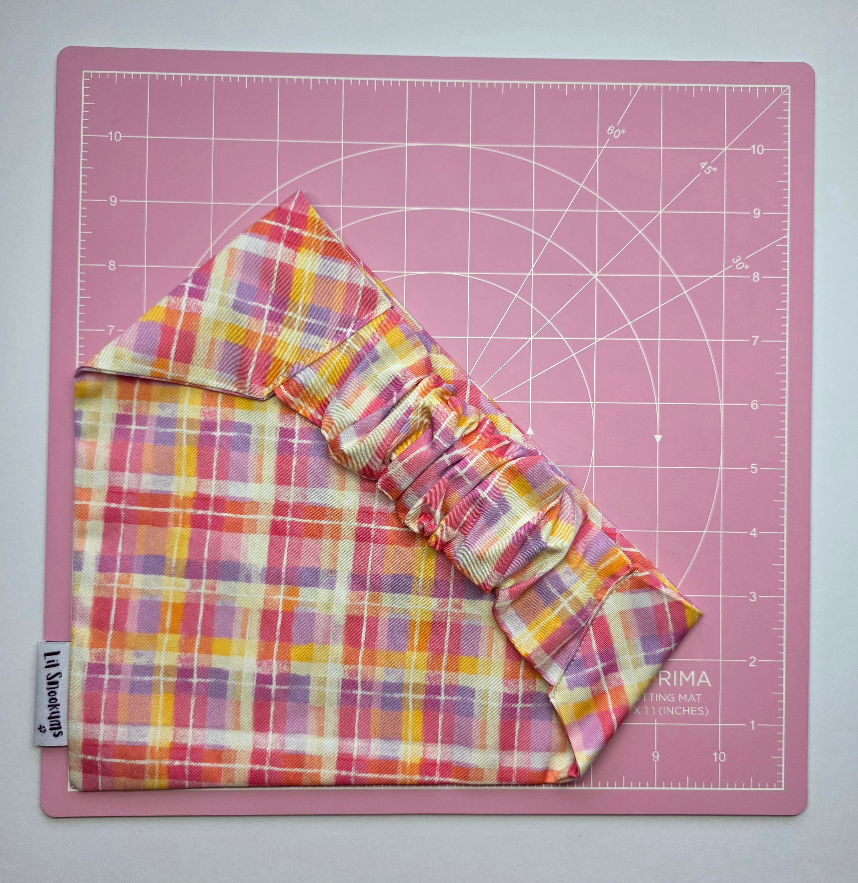 Pink Plaid Scrunchie Back Bandana