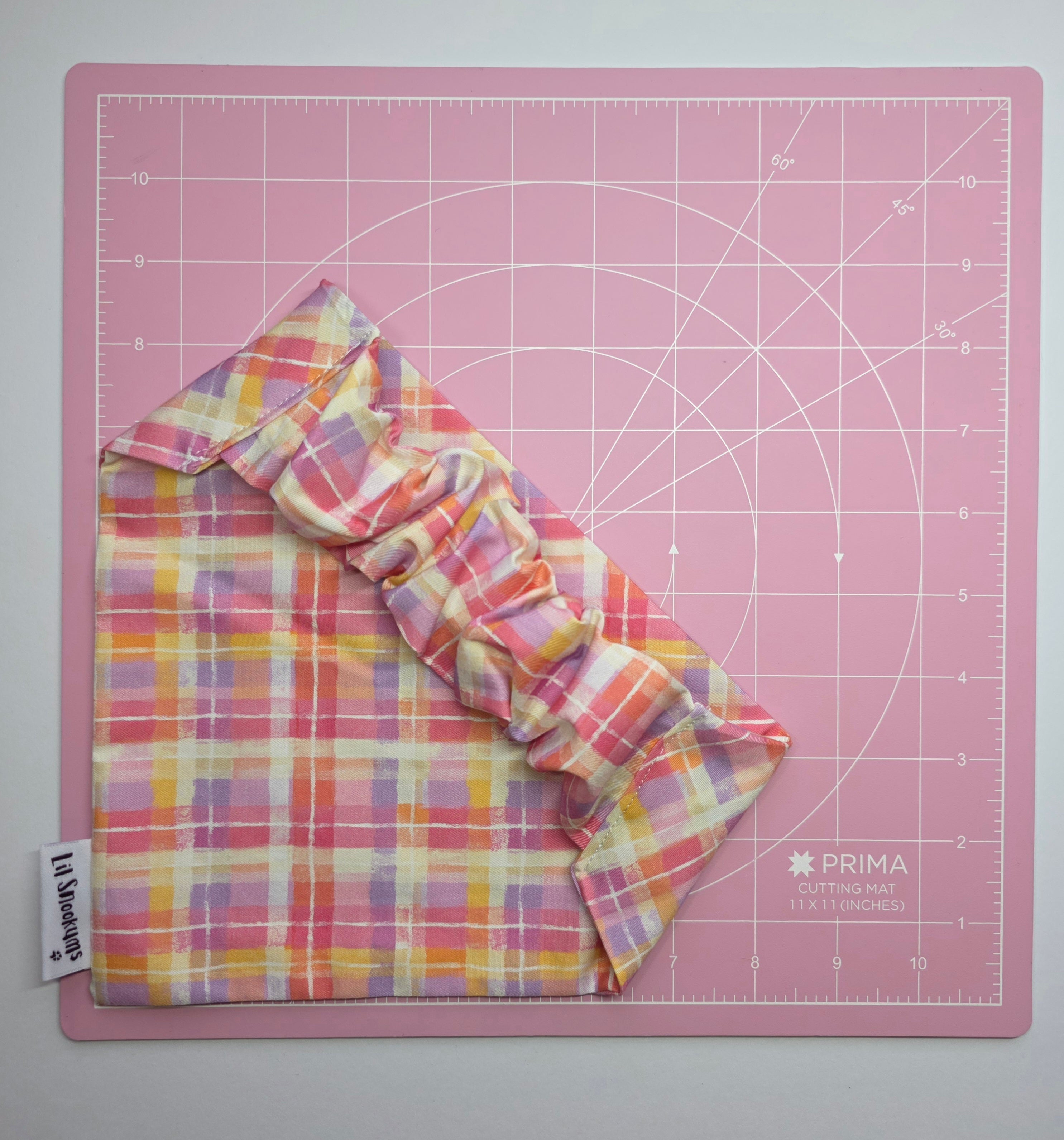 Pink Plaid Scrunchie Back Bandana