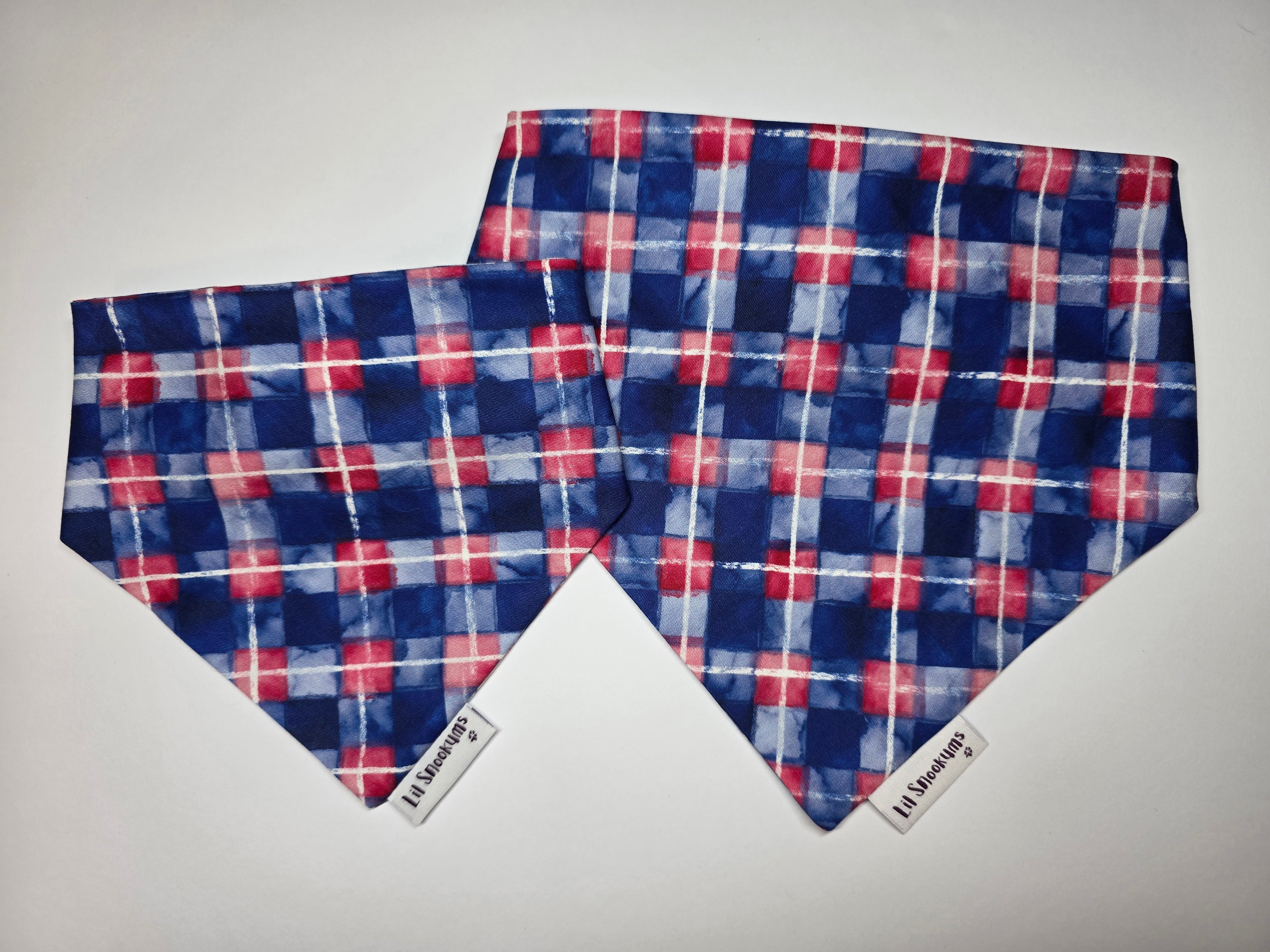 Blue Plaid Scrunchie Back Bandana