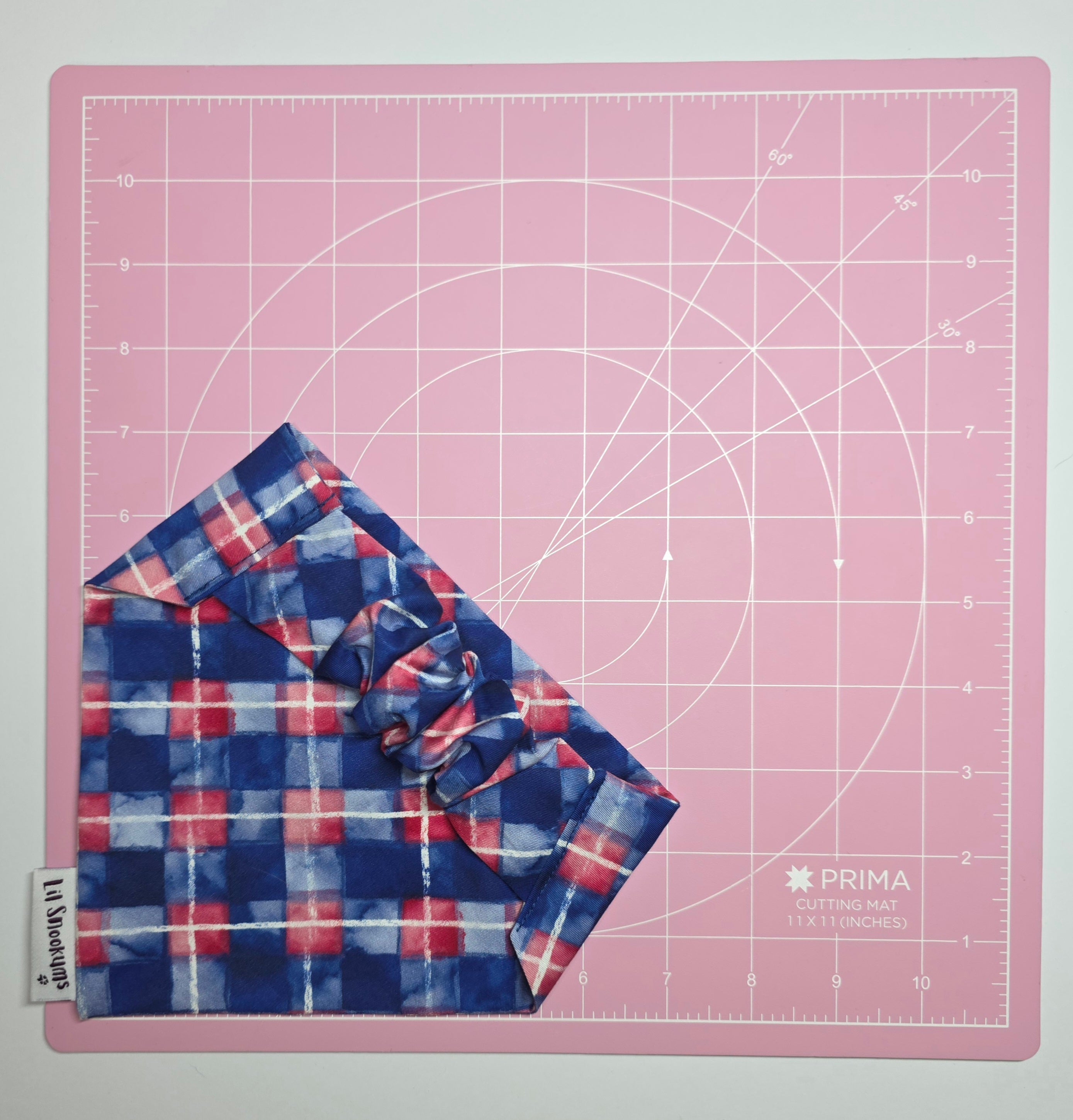 Blue Plaid Scrunchie Back Bandana