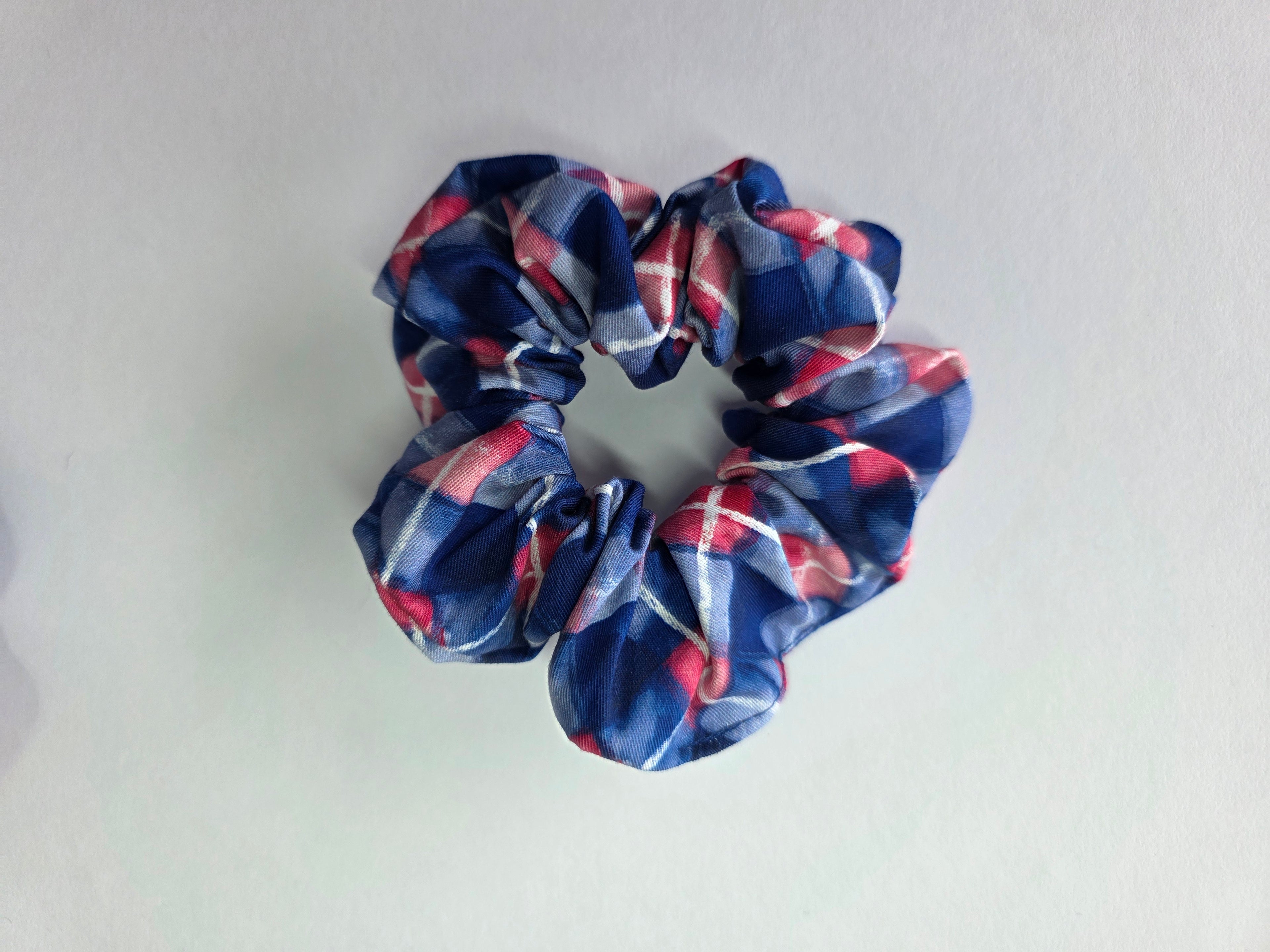 Blue Plaid Scrunchie
