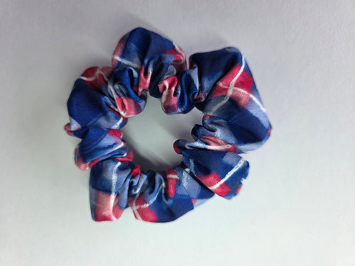 Blue Plaid Scrunchie