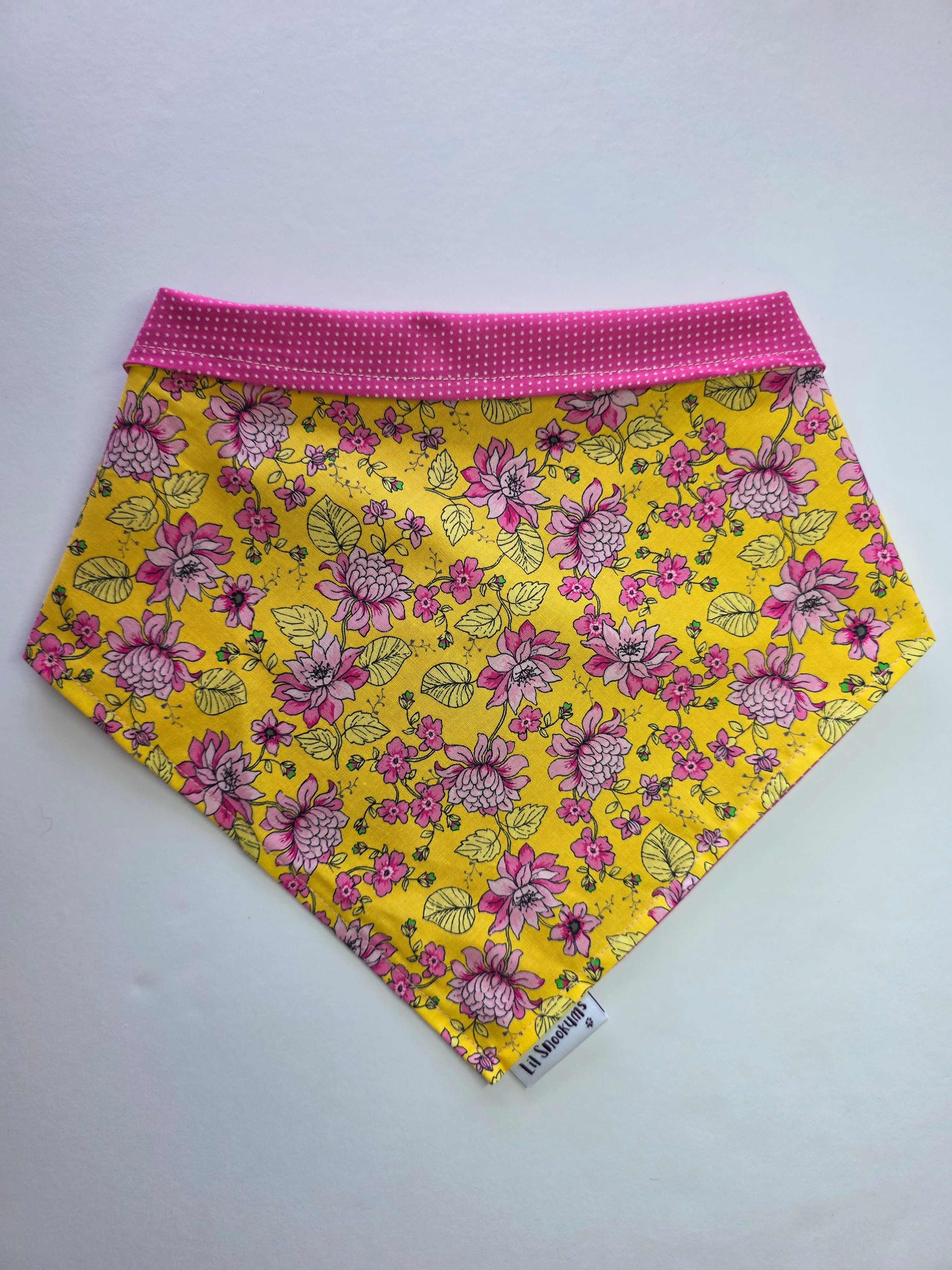 Pink Flower Tie Up Bandana