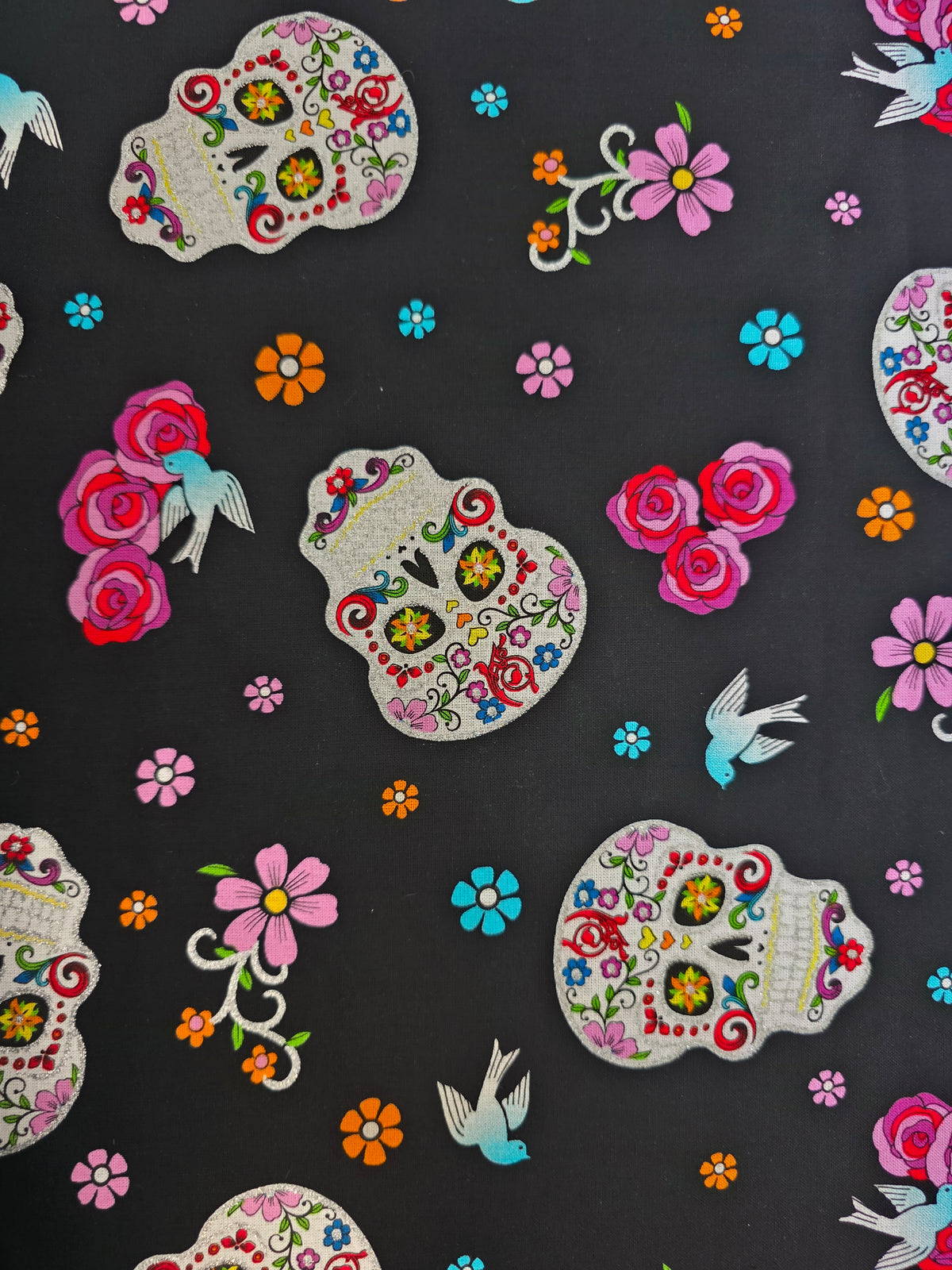 Halloween - Floral Skulls Tie up Bandana