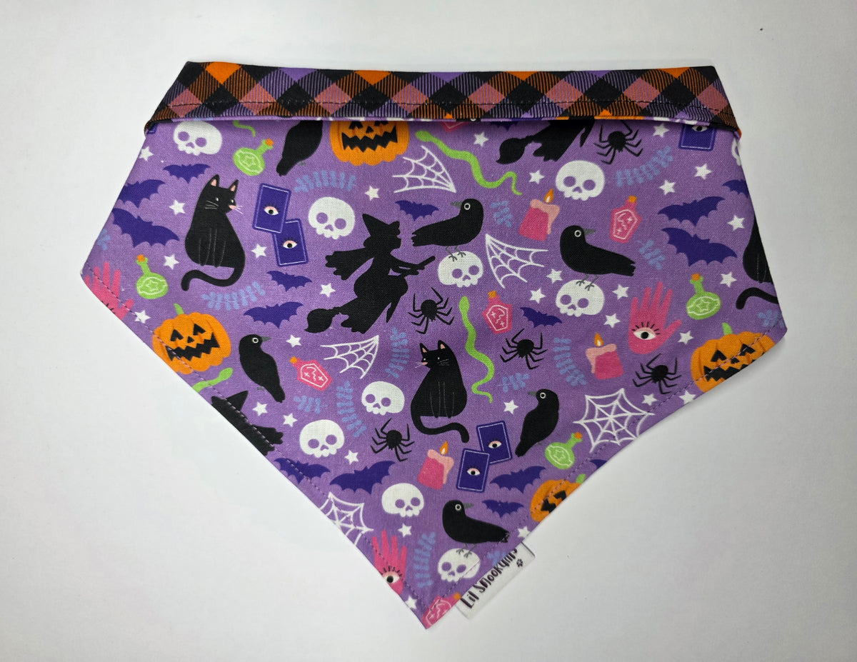 Halloween - Reversible Purple Print Tie up Bandana
