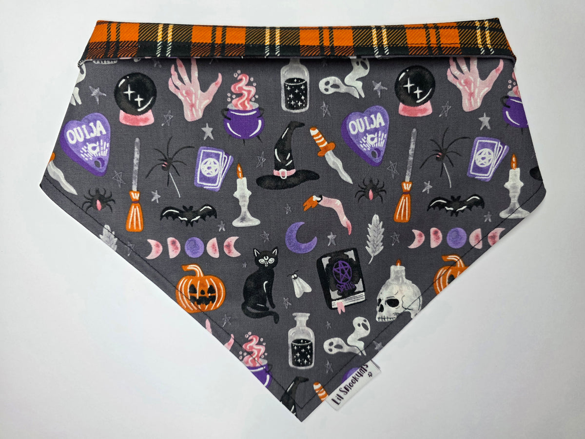 Halloween - Reversible Grey Print Tie up bandana
