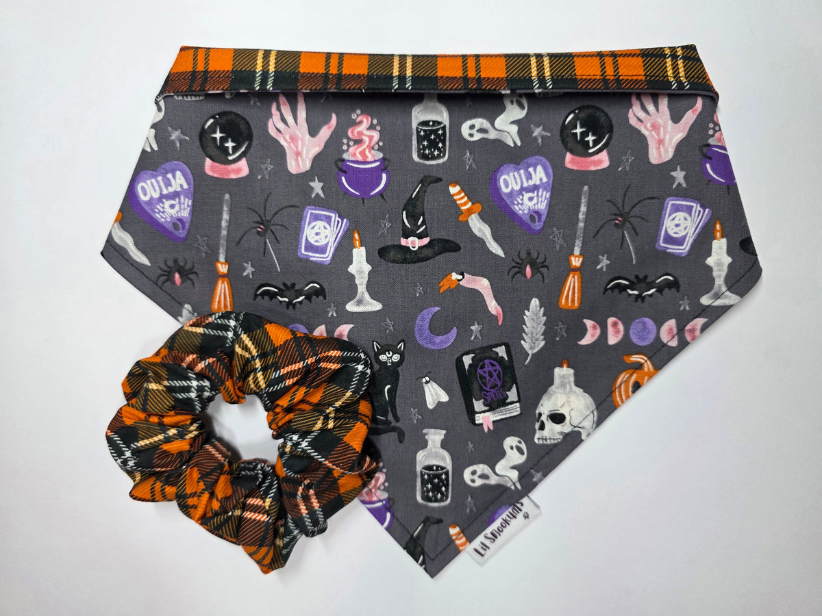 Halloween - Reversible Grey Print Tie up bandana