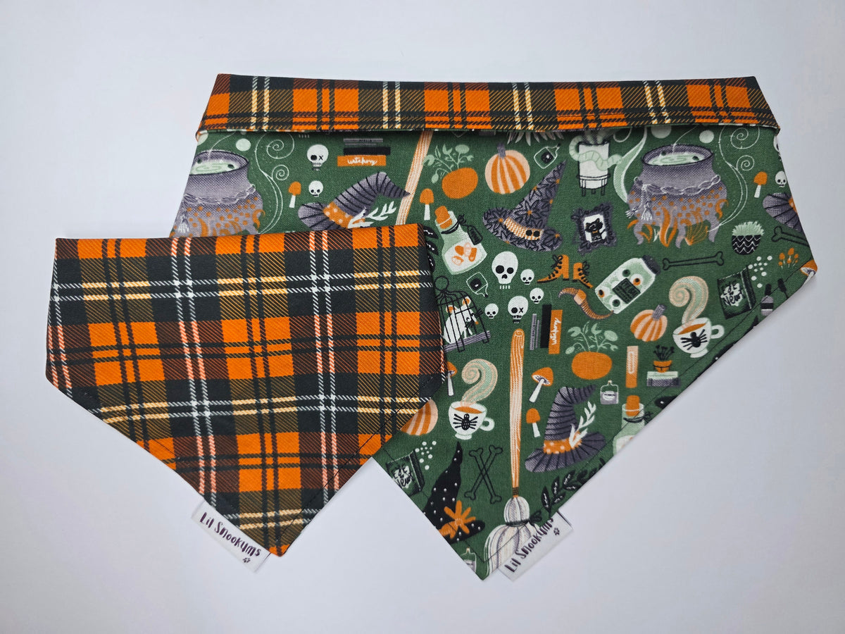 Halloween - Green Reversible Print Tie up Bandana