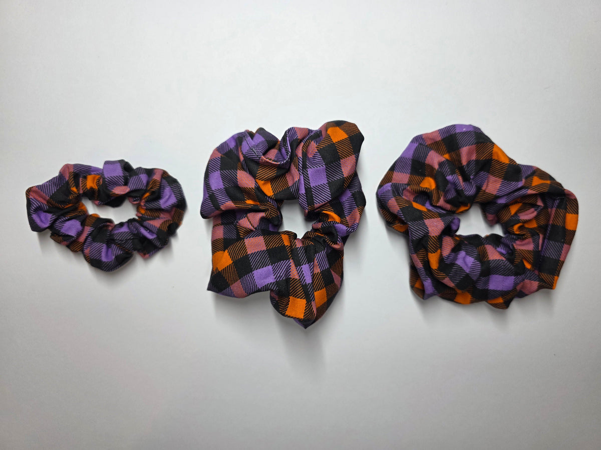 Halloween Purple check Scrunchie